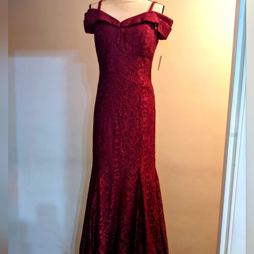 Gorgeous Merlot cocktail dress. Brand new from David Bridal. Dress size 8.